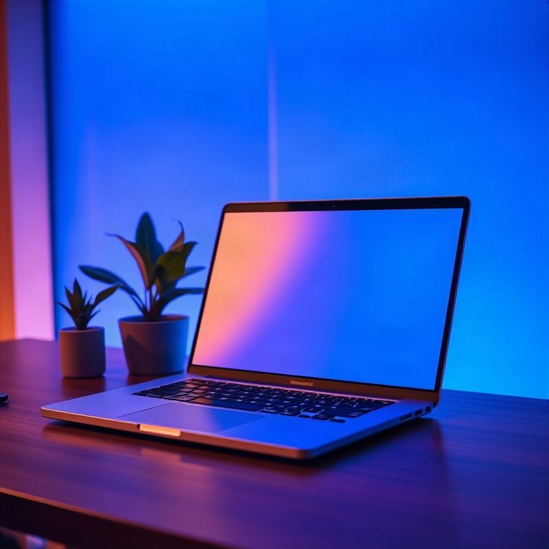 Laptop con un formulario de contacto en interfaz azul eléctrico